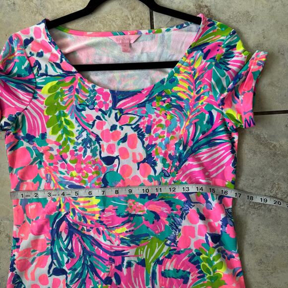 Lilly Pulitzer Gumbo Limbo TAMMY TSHIRT DRESS French Terry UPF50+ Giraffes Small - Picture 7 of 8